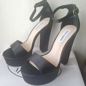 Steve Madden Gonzo Heels, Black Satin